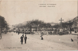 Delcampe - LES  VANS - Place Ollier. Charrettes, Personnages. Série L'Ardèche Pittoresque. - Les Vans