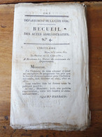 1824 Recueil Des Actes Administratifs Pour : Fabrication De La Colle De Poisson- Dessication Des Viandes- Etc - Decrees & Laws