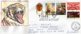 YEAR OF THE TIGER (USA) FDC NEW-YORK, Addressed To Andorre (Principality) 2022 - Lettres & Documents