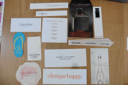 Lot De 13 Cartes Essai Bandes Testeur De Parfums Américains USA Calvin Klein Estée Lauder Ralph Lauren Clinique Narciso - Etiquettes