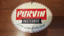 Plaque Publicitaire En Métal - PURVIN Pasteurisé - Tin Signs (vanaf 1961)