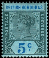 British Honduras 1900 QV Key-types 5cgrey-black And Ultramarine On Blue Mounted Mint - Honduras Britannico (...-1970)