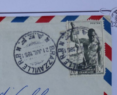 R8 AEF   BELLE  LETTRE   1951 BRAZZAVILLE    POUR PARIS FRANCE  + +AFFRANCH. PLAISANT - Briefe U. Dokumente