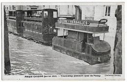 PARIS INDONDE - Janvier 1910 - Tramway Passant Quai De Passy - Arrondissement: 16
