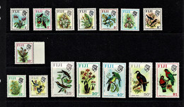 Fiji 1971 Birds & Flowers Set Of 15 To $1 MNH - Fiji (1970-...)