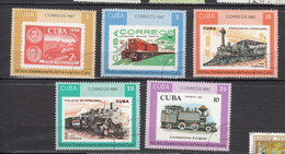 Cuba, Train, Timbre Sur Timbre, Stamp On Stamp - Treni