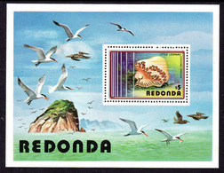 REDONDA - 1980 SEABIRDS MARINE LIFE MS FINE MNH ** SG UNLISTED - Barbuda (...-1981)