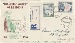 Rhodesia And Nyasaland - 1955 - FDC - Centenary Of Discovery Of Victoria Falls - Rhodesië & Nyasaland (1954-1963)