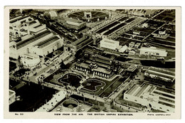 Ref 1537 - Real Photo Postcard - British Empire Exhibtion Wembley London - Aerial View - Expositions