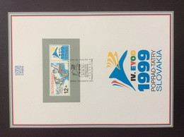 Feuillet Commémoratif 1999 NL35 Jeux Universitaires D’hiver Poprad Tatra Snowboard - Otros & Sin Clasificación