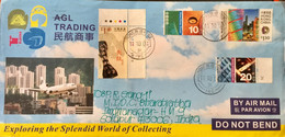 HONG KONG -CHINA 1981, ADVERTISEMENT AGL TRADING COVER TO INDIA,4 STAMPS ,MUSIC ,DRUM ,BANK BUILDING,AEROPLANE,COLOUR CO - Briefe U. Dokumente