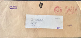 IRELAND 1977, USED AIRMAIL COVER TO INDIA,POSTAGE PAID IN IRISH LANGUAGE RED METER - Lettres & Documents