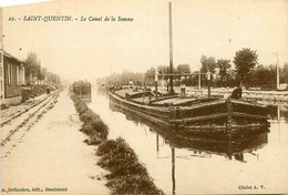 St Quentin * Vue Sur Le Canal De La Somme * Péniche Batellerie * Chemin De Halage - Saint Quentin