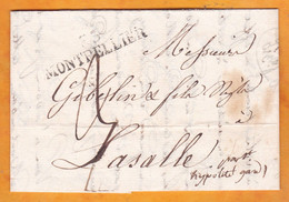 1821 - Marque Postale 33  Montpellier, Hérault Sur Lettre  Pliée Vers Lasalle , Gard - Via Saint Hyppolite Du Gard - 1801-1848: Précurseurs XIX