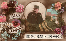 Souvenir De St Saint-Germain-des-Fossés: Militaire, Patriotique - Carte Fantaisie Colorisée De 1918 - Souvenir De...