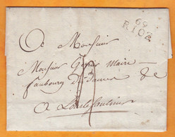 1810 - Marque Postale 69 RIOZ, Haute Saonne Sur Lettre  Pliée De 2 Pages Vers Lons Le Saunier, Jura - Taxe 4 - 1801-1848: Voorlopers XIX