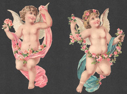 2 CHROMOS DECOUPIS  ANGE CHERUBINS   D665 - Angels