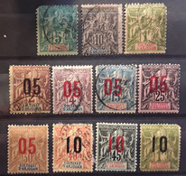 ANJOUAN 1892 - 1912 , Type Groupe , 11 Timbres  Yvert4,5,13, 20, 21, 22, 24,25, 26, 27, 30 ,neufs Obl BTB Cote 116 Euros - Altri & Non Classificati