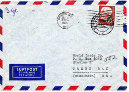 57397 - Bund - 1955 - 60Pfg Heuss I EF A LpBf REMSCHEID -> Green Bay, WI (USA) - Lettres & Documents