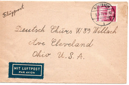 57400 - Bund - 1949 - 80Pfg. Bauten EF A LpBf ROSENHEIM -> Cleveland, OH (USA) - Other & Unclassified