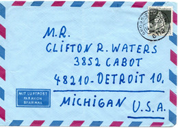 57418 - Bund - 1970 - 70Pfg. Gr.Bauten EF A LpBf GROSS-ZIMMERN -> Detroit, MI (USA) - Covers & Documents