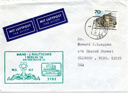 57419 - Berlin - 1967 - 70Pfg. Neu-Berlin EF A LpBf BERLIN -> Clinton, WI (USA) - Lettres & Documents