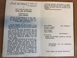 Julia De Sutter Echtg Piens Jules *1906 Zwijnaarde +1958 Gent Van De Kerckhove (Kerckhoven) Laute De Sutter - Obituary Notices