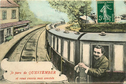 Questembert * Souvenir Du Village * Je Pars De La Ville Et Vous Envoie Mes Amitiés * Gare Train - Questembert