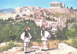 Greece:Athens, View Of The Acropolis, Evzone Royal Guard, Type - Europe