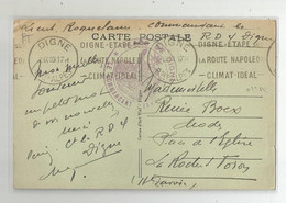 04 Basses Alpes Digne écrit  Du Lieutenant Commandant De La Place 1917 Avec  Cachet Militaire - WW I