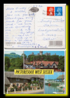 1994 UK Great Britain Postcard Multiview West Sussex Posted Portsmouth To Germany Slogan - Arundel