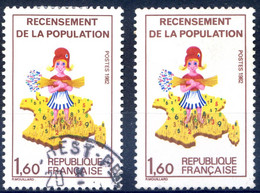 France N°2202 2 Exemplaires 1 Neuf Et 1 Oblitéré - Chiffre 7 Manquant - (F2020) - Used Stamps