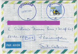 Brazil 2010 Cover From Afogados = Death By Drowned District Of Recife City To Florianópolis Cancel DH = After The Hour - Cartas & Documentos