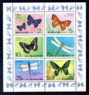 1978 COREA DEL NORD SET MNH ** 1474/1478 +A6 BF Insetti / Farfalle - Korea, North