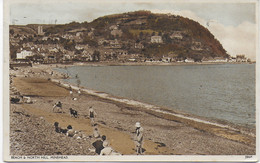 BEACH AND NORTH HILL, MINEHEAD, SOMERSET, ENGLAND. Circa 1954 USED POSTCARD H4 - Minehead