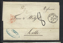 SUISSE PREPHIL.1859: LSC Du 5 Novembre De Winterthur (CAD) Pour Lille (France) Taxée  8 Décimes, CAD Rouge St Louis - ...-1845 Préphilatélie