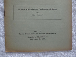 Toponymie Dialectologie Linguistique – Albert Carnoy - EO 1952 - Rare - Belgique