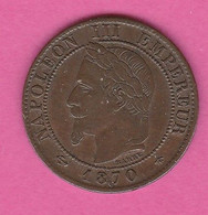 France - 1 Centime Napoléon III Laurée 1870 A - TTB - Bronze - 1 Centime