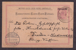 KONSTANTINOPOL - Austria Mail, Stationery Sent To Dresden 15.09. 1893. - Andere & Zonder Classificatie