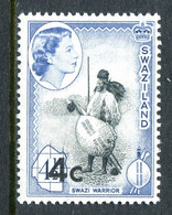 Swaziland 1961 Pictorials - Surcharges - 4c On 4½d Swazi Warrior - Type I - MNH (SG 71) - Swasiland (...-1967)