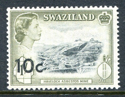 Swaziland 1961 Pictorials - Surcharges - 10c On 1/- Asbestos Mine MNH (SG 73) - Swaziland (...-1967)