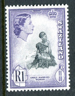Swaziland 1961 Pictorials - New Currency - 1r Swazi Married Woman HM (SG 88) - Swaziland (...-1967)