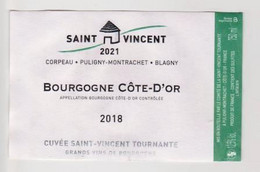 Etiquette SAINT VINCENT TOURNANTE 2021 " BOURGOGNE CÔTE D'OR 2018 " Cuvée St Vincent (1839)_ev744 - Bourgogne