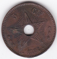 Congo-Belge. 5 Centimes 1894,  Leopold II, En Cuivre , KM# 3 - 1885-1909: Leopold II.