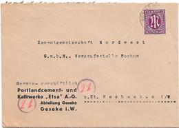 Brief, Geseke, Westfalen, "Portlandcement-und Kalkwerke "Elsa A.-G."", Gel.. 1945 - American/British Zone