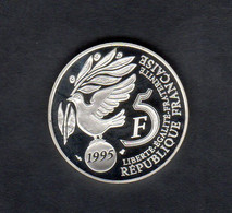 Pièce 5 Francs Cinquantenaire ONU 1995 Epreuve Argent BE FDC Gad-776 - Gedenkmünzen