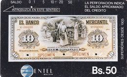 BOLIVIA(Tamura) - 10 Bolivianos Specimen Banknote, Entel Telecard Bs.50, Used - Francobolli & Monete