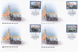 Russia 2021 FDC X4 Parade Cars, Car Transport, Kremlin Moscow - FDC