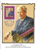 LIECHTENSTEIN 1986  - CARTE MAXIMUM FRANZ JOSEPH II PRINCE DU LIECHTENSTEIN, VOIR LES SCANNERS - Storia Postale