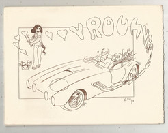 Faire Part De Mariage , Automobile , Illustrateur 1978 , Signée, Faverolles La Campagne, Eure, 3 Scans,  Frais Fr 2.75 E - Mariage